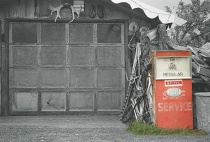 Gas Pump - Black and White with Color