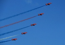 Red Arrows climbing in formation