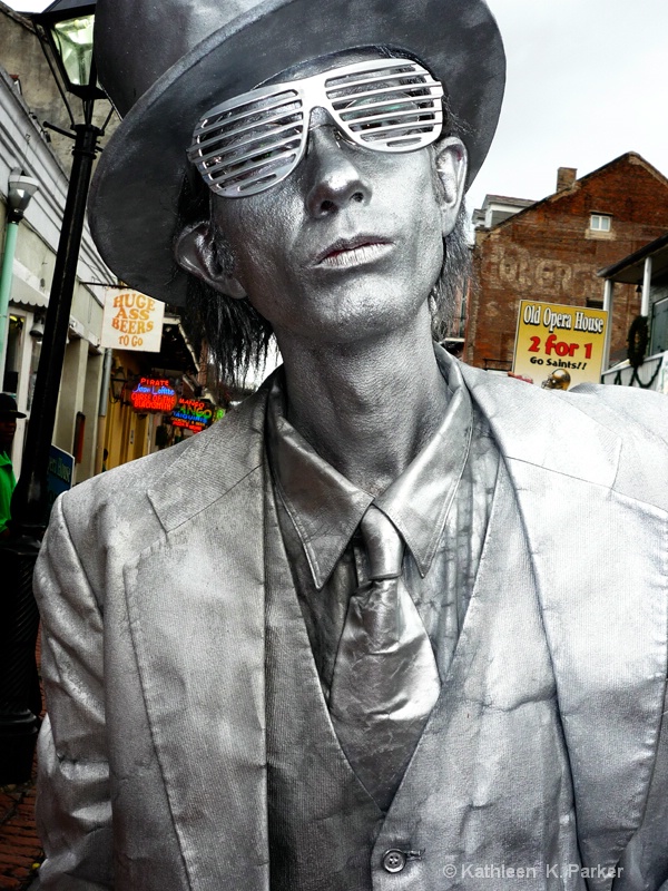 Silver Man, Bourbon Street Performer,  New Orleans