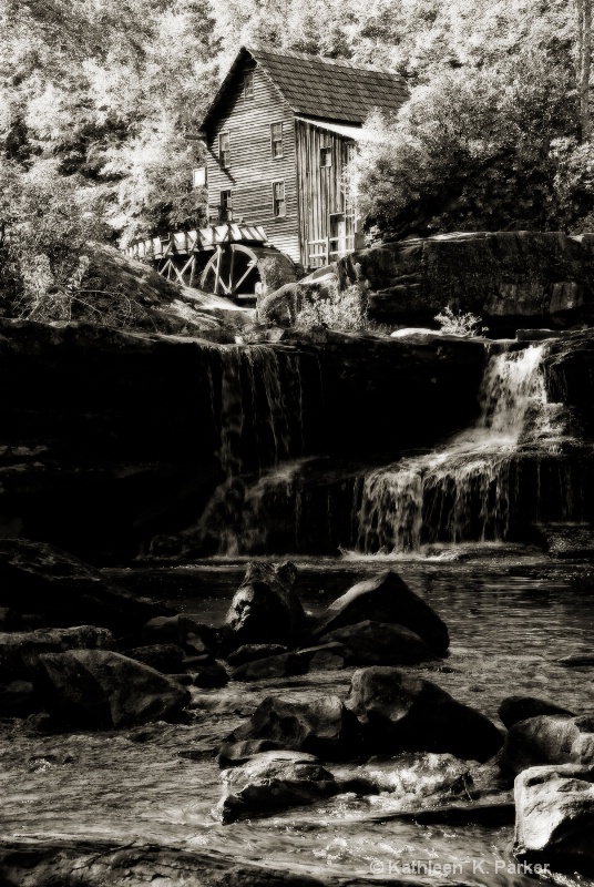 Grist Mill Babcock State Park in Black and White, 