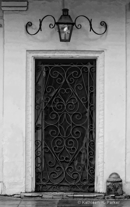 French Quarter Doorway-bw