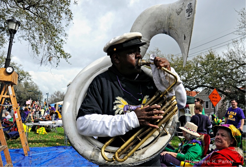 Playing Tuba on Mardi Gras Day