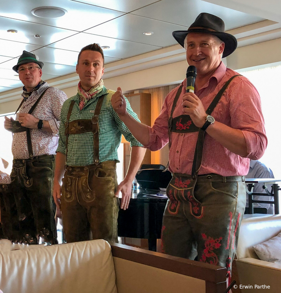 Ships management team in the Austrian outfits.