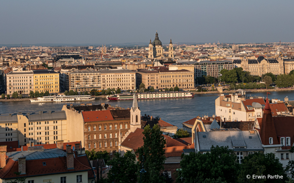 Golden hour photo of Budapest from the hill.