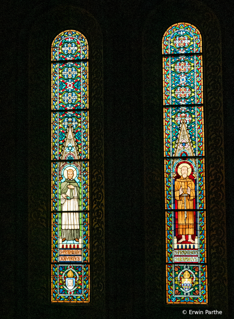 stain glass windows in the Matthias church