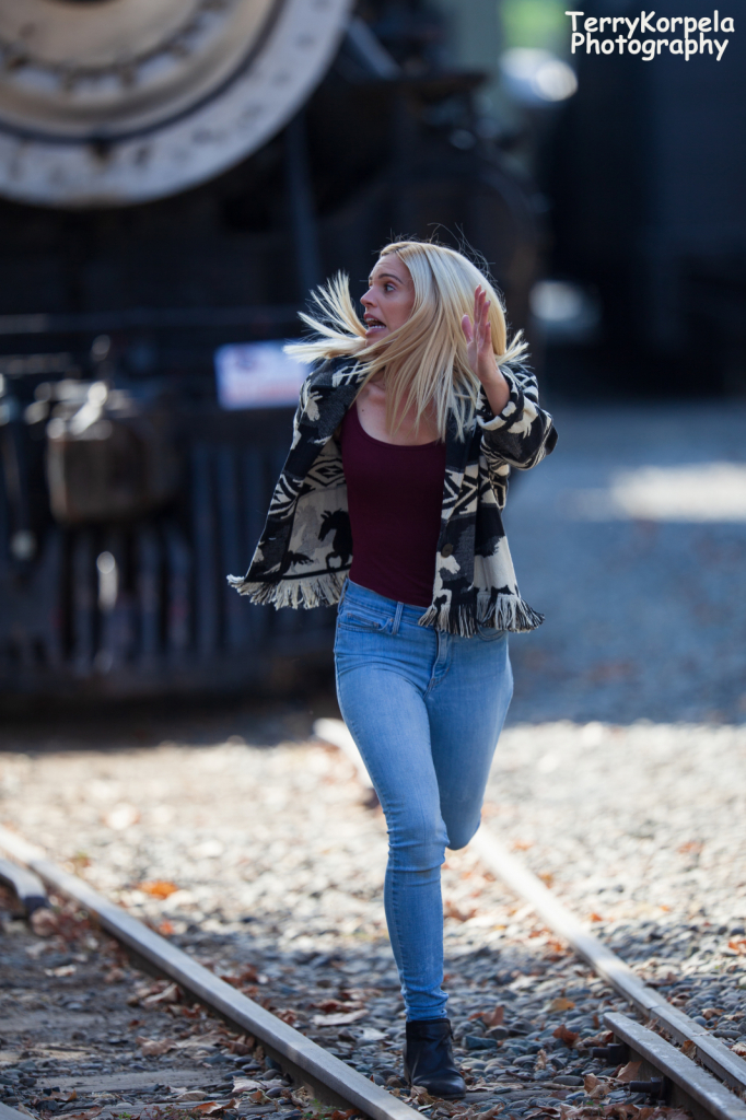 Blonde Running From Train