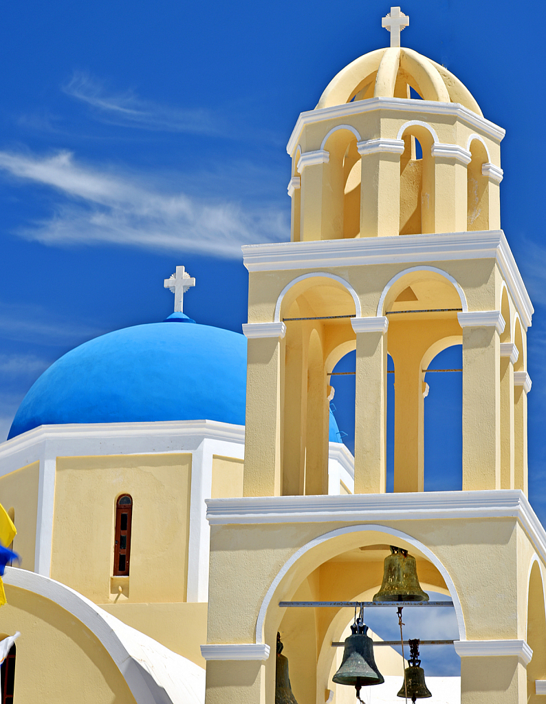 Church and belfry in a greek island.