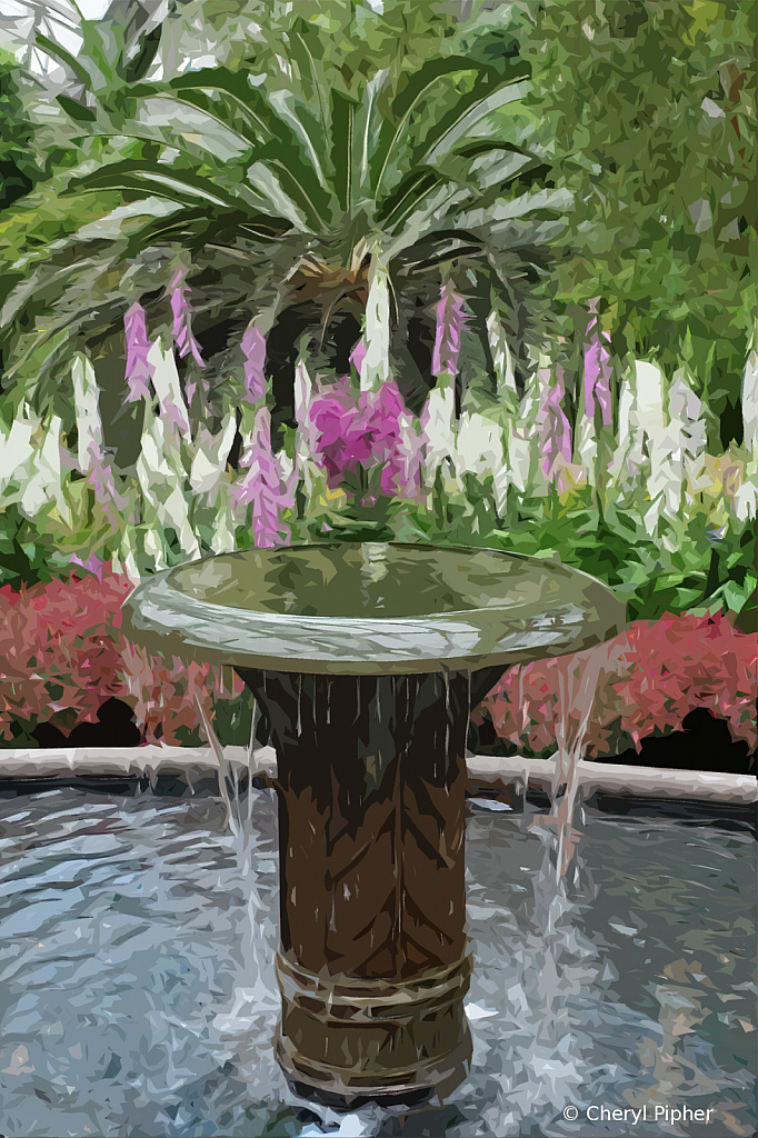Fountain & Floral Abstract