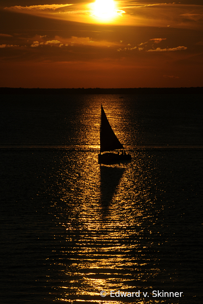 Sailing through the sunset