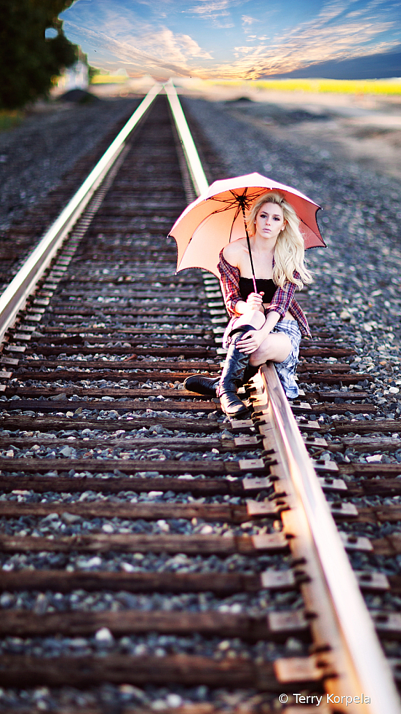 Woman on Railroad Track