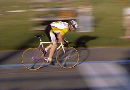Panning Shot of a Bicycle Racer