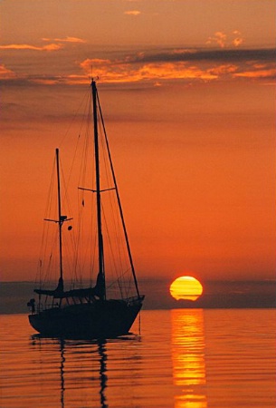 Sailboat and Sunrise - Becomes Better by Moving in Closer