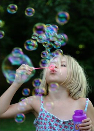 blowing bubbles