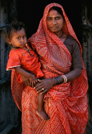 Mother in red