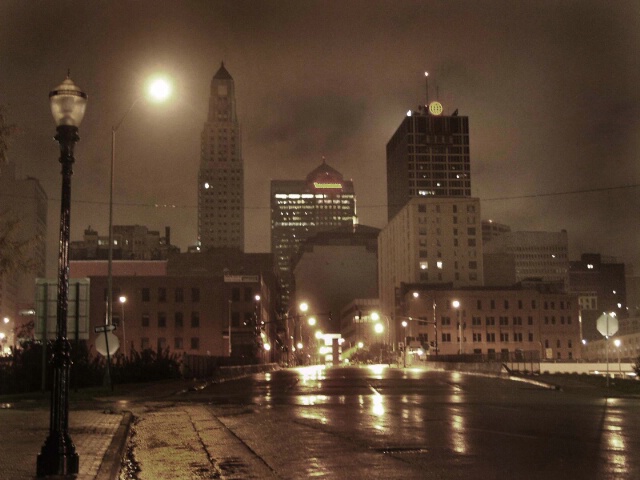 Kansas City rainy night