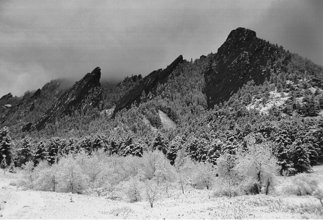 First Snow at The Flatirons 