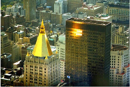 Golden reflection on Manhattan