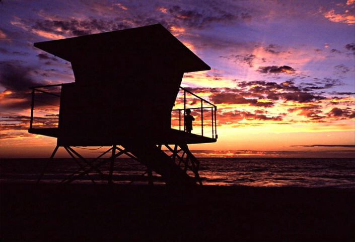 Lifeguard Tower at Sunset