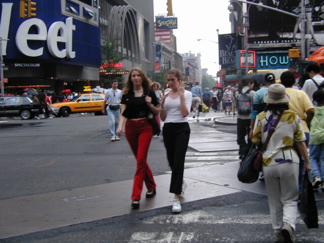 Crossing Times Square, Rainy