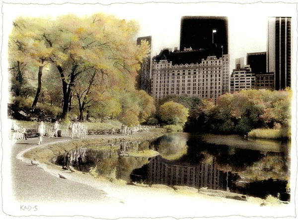 Central Park Pond in Fall