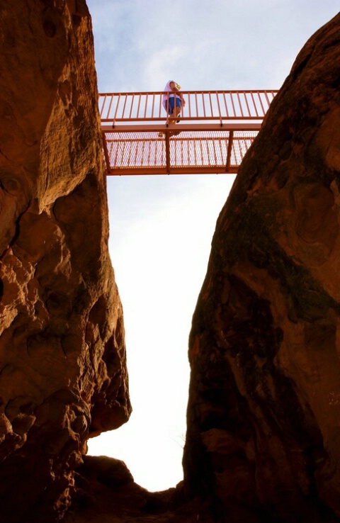 Hiker on Bridge - St. George, UT