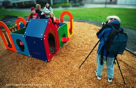 Kids and photographer