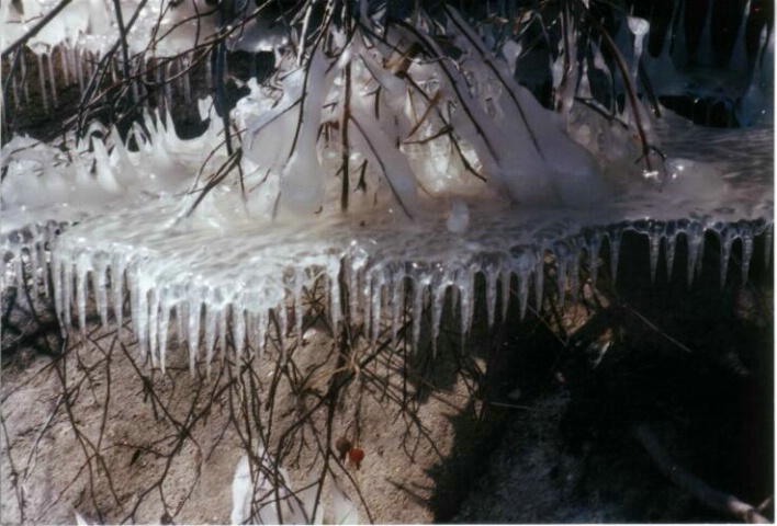 Unusual ice formations on the river