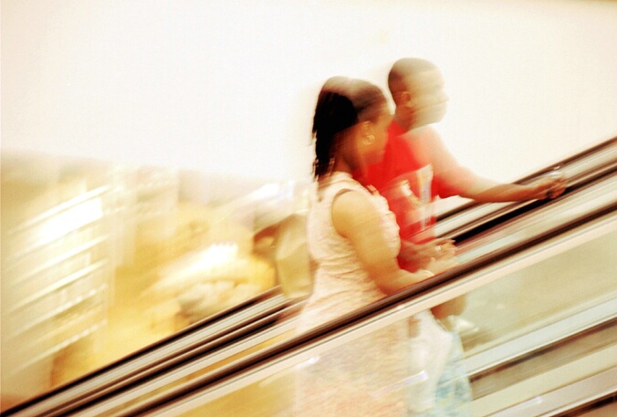 Panning on the escalator -- Galleria, N. Dallas