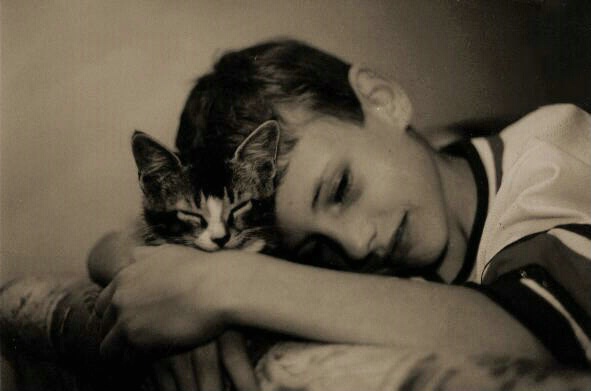 My son and his cat