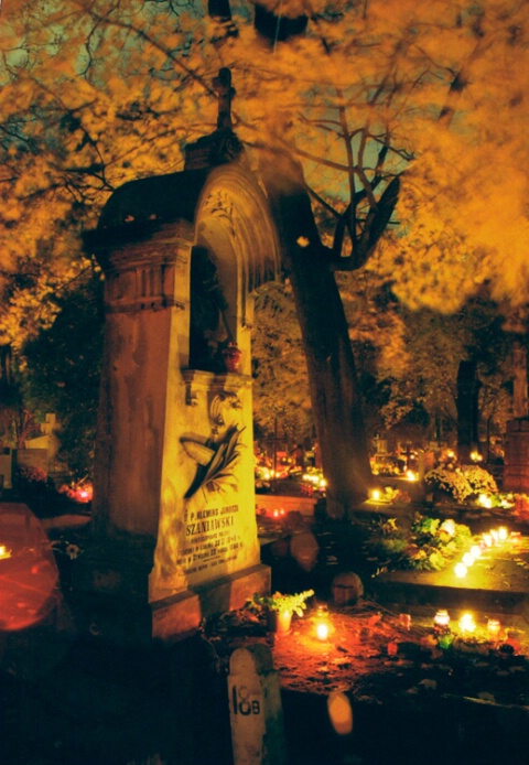 Candlelit cemetery