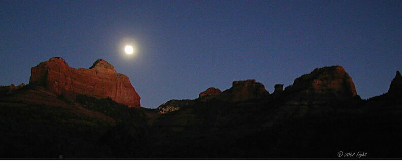 Sunset on Sedona (AZ) Red Rocks with Moon