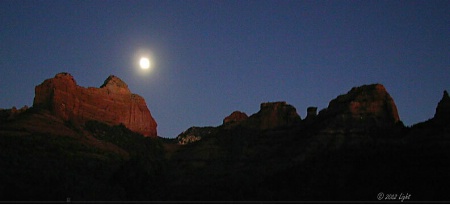 Sunset on Sedona (AZ) Red Rocks with Moon