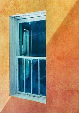Window on orange wall