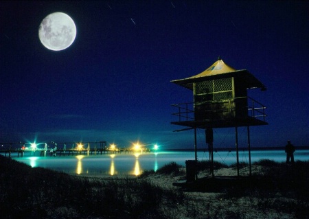Beach Tower Moonlit
