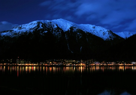 Juneau, Alaska at night