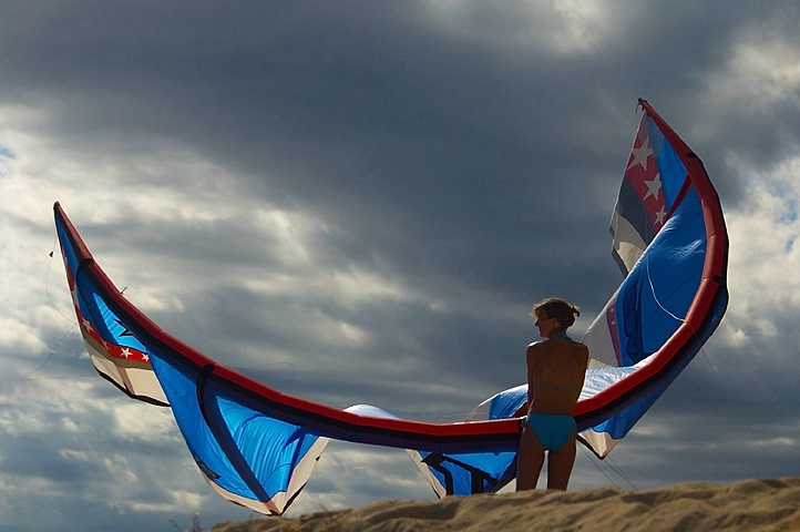 Kite Surfer under Stormy Sky