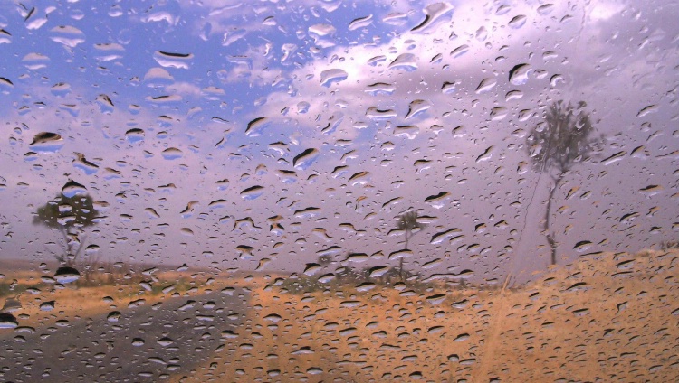 Rain on Windscreen and Desert road-Eastern Saudi