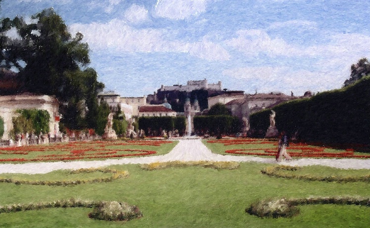 Impressionist Painting of Salzburg Gardens & Castl - ID: 1348960 © Lamont G. Weide