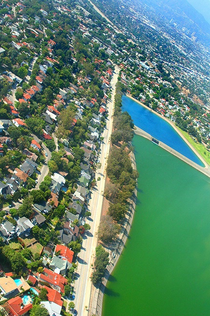 Helicopter View of Silverlake, CA.