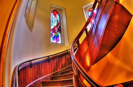 Stained Glass and Staircase
