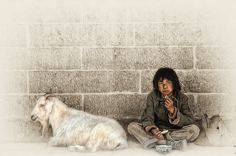 Taking a break, Lhasa