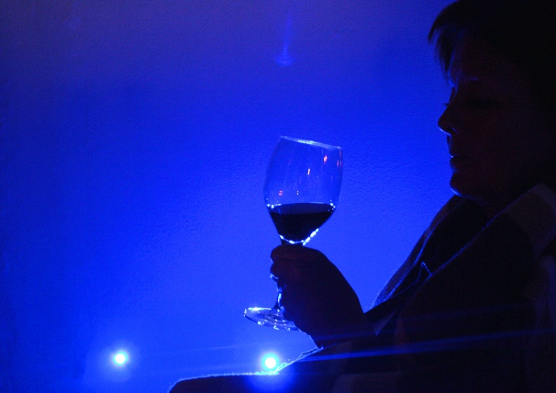 Blue Mood With a Glass of Wine