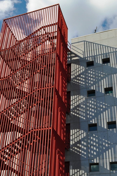 RED STAIRS AND SHADOWS