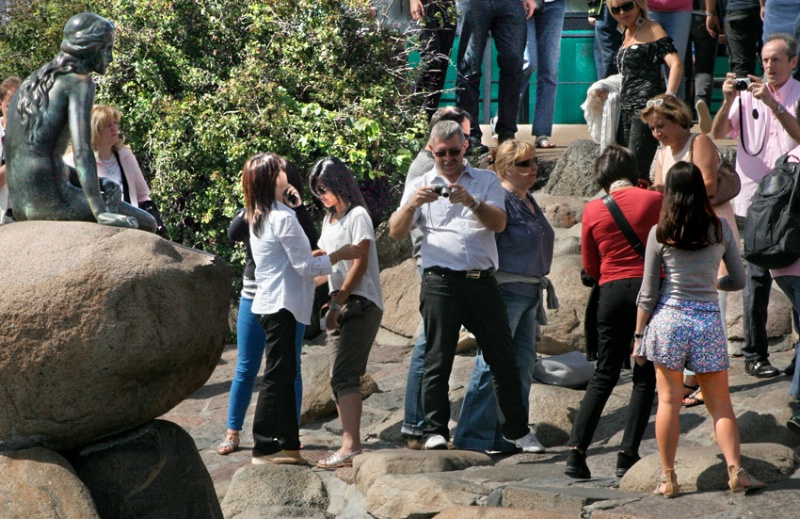 The Little Mermaid Looking at Tourists