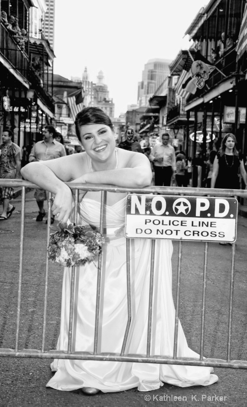 Bride on Bourbon Street--destination wedding nola