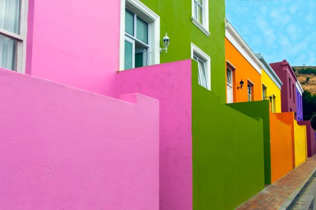 Colorful houses at Bo Kaap district - Cape Town