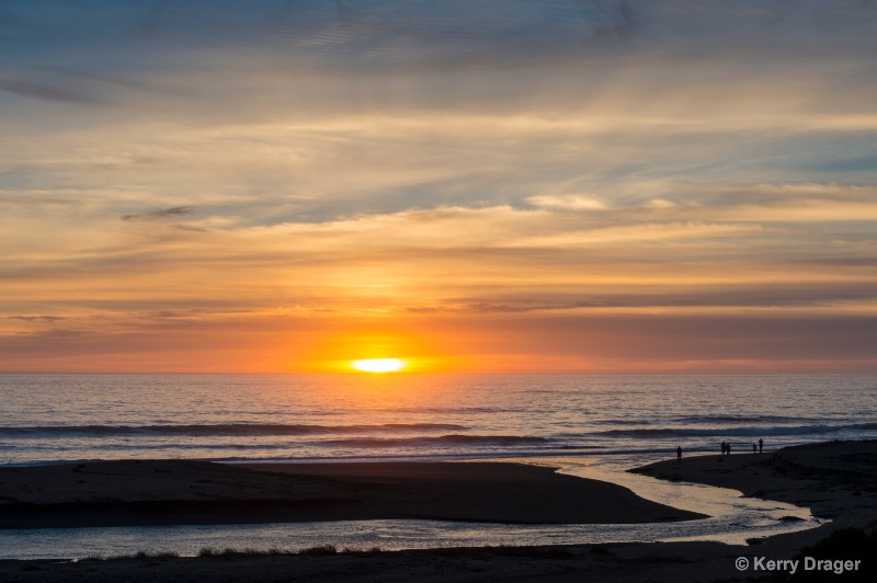 Coastal Sunset and Beach Walkers