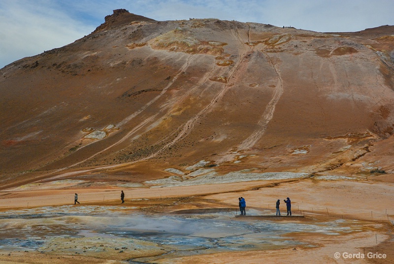 Tourists at a Geothermal Hot Spot in Iceland