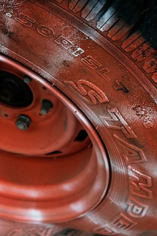 Red Painted Tire
