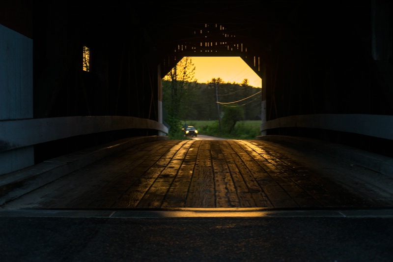 Covered Bridge at Sunset